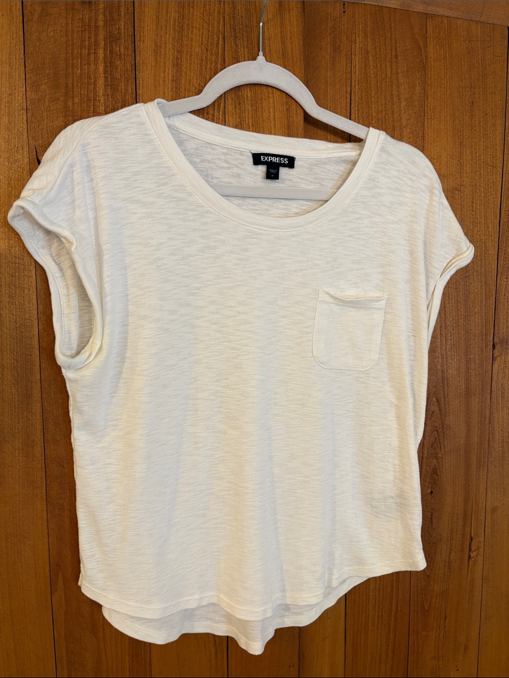 Express Women's Cream Top with Pocket